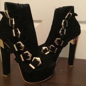 Black Buckle Heels